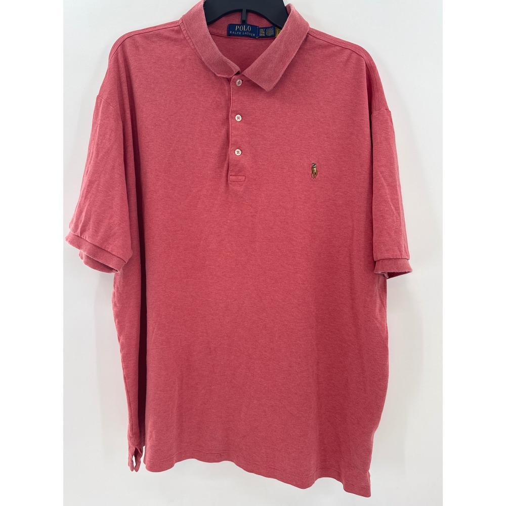 Polo Ralph Lauren Men's Red Heathered Classic Fit Polo Shirt Size 2XLT